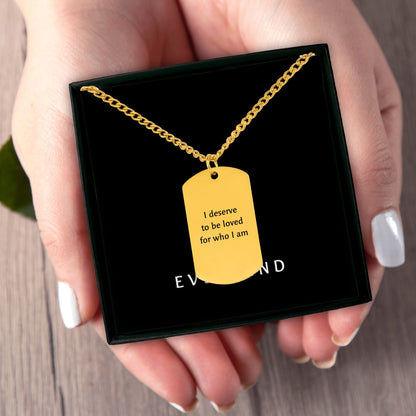 Your Affirmation on a Cuban Tag Necklace