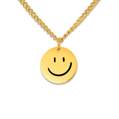 Happy Face Cuban Coin Necklace