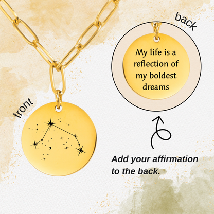 Aries Constellation Paperclip Coin Necklace