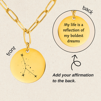 Cancer Constellation Paperclip Coin Necklace