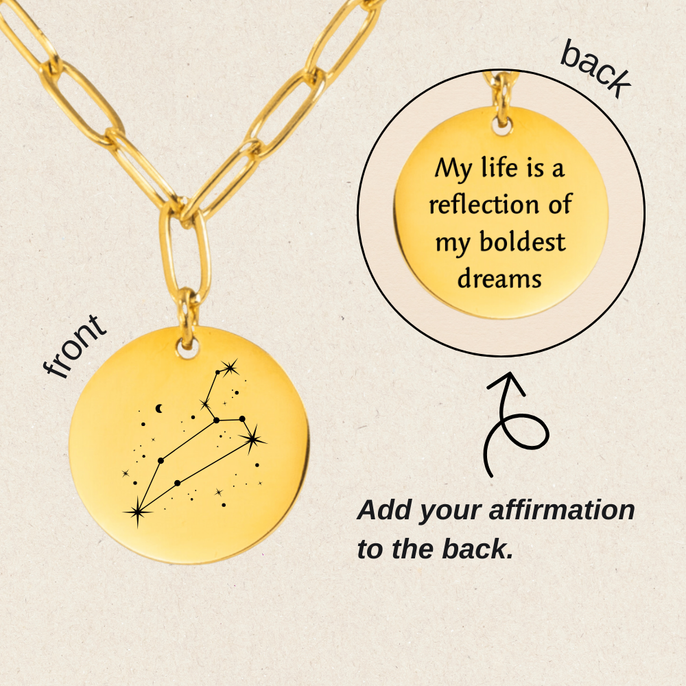 Leo Constellation Paperclip Coin Necklace