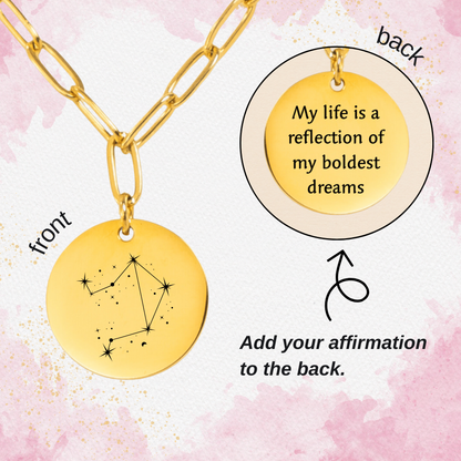 Libra Constellation Paperclip Coin Necklace