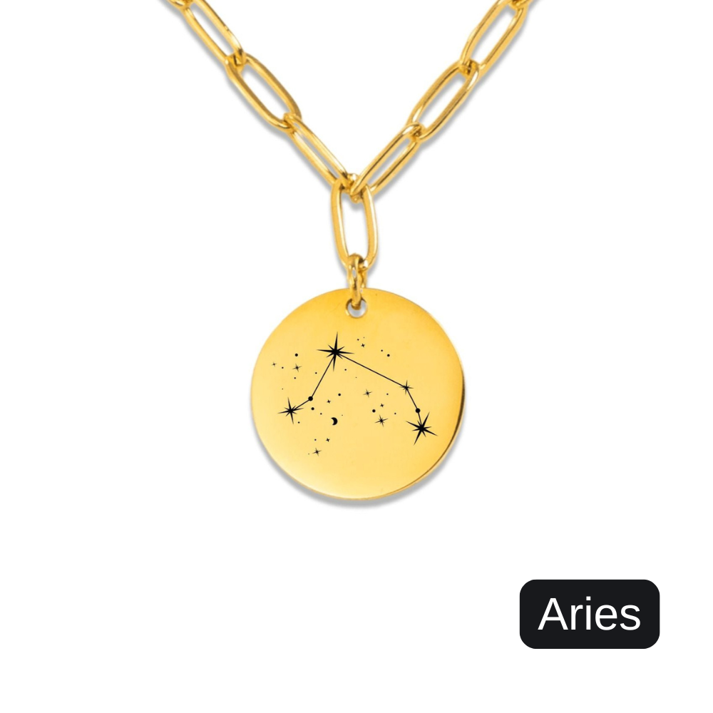 Aries Constellation Paperclip Coin Necklace