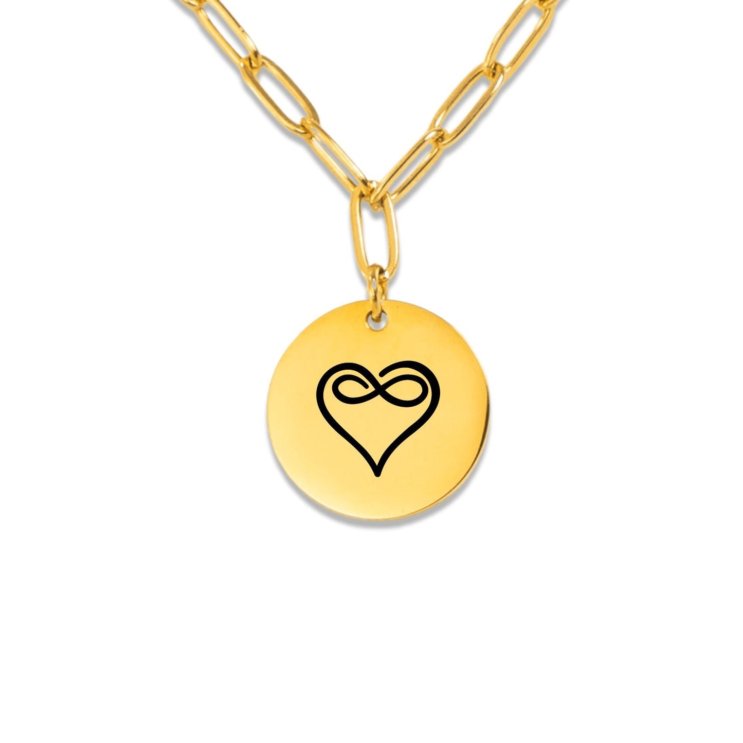 Infinity Heart Paperclip Coin Necklace