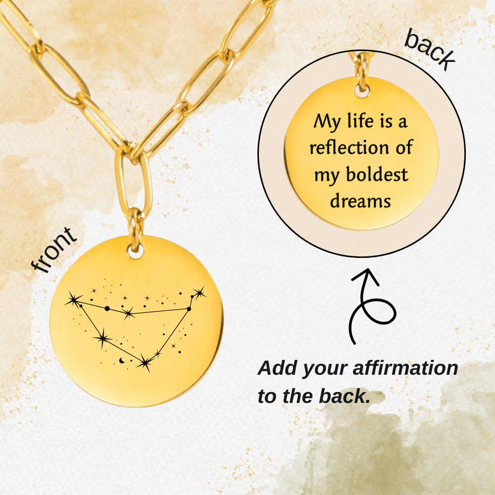 Capricorn Constellation Paperclip Coin Necklace