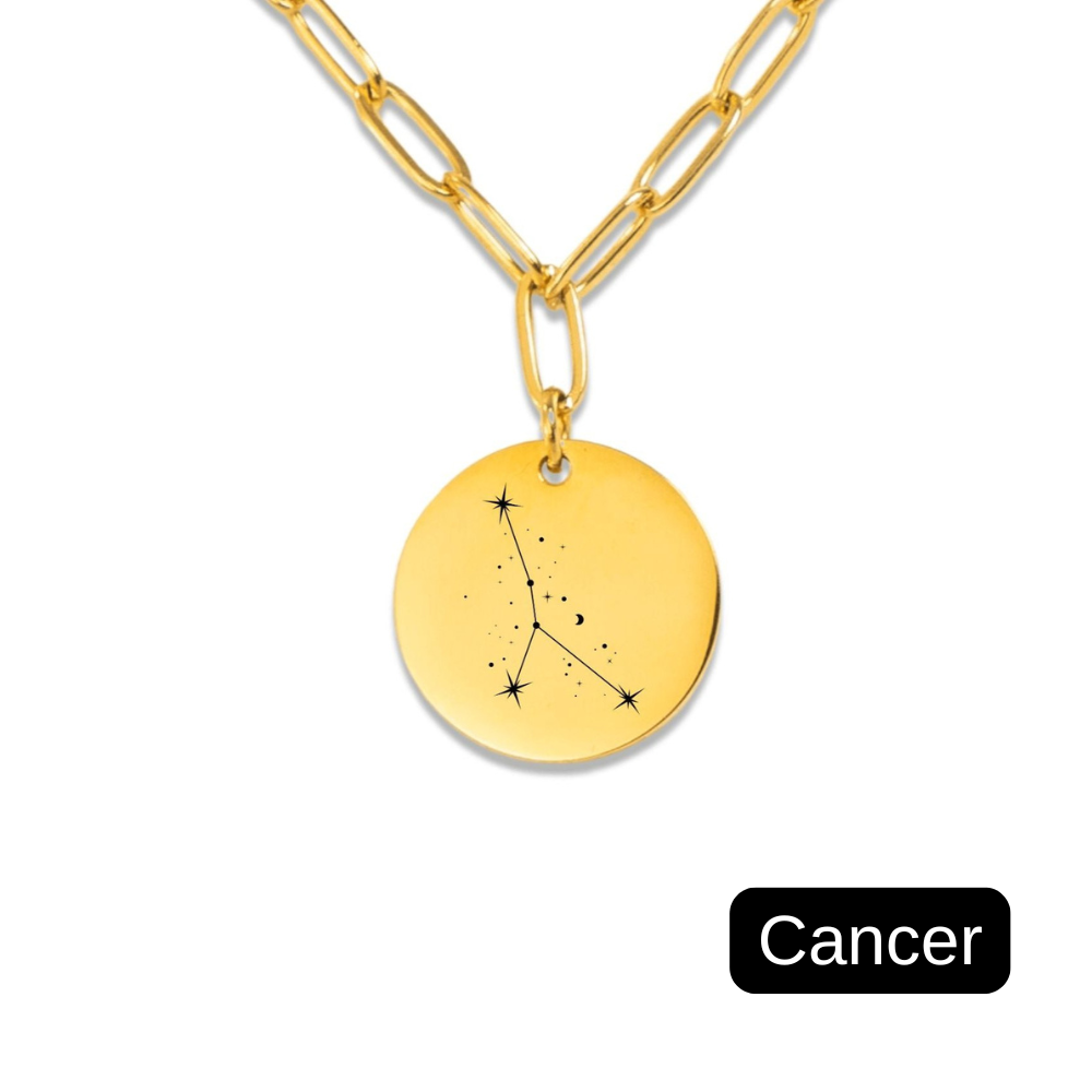 Cancer Constellation Paperclip Coin Necklace