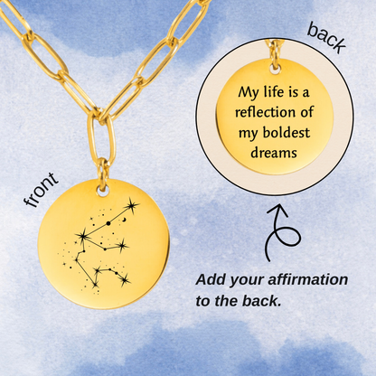 Aquarius Constellation Paperclip Coin Necklace