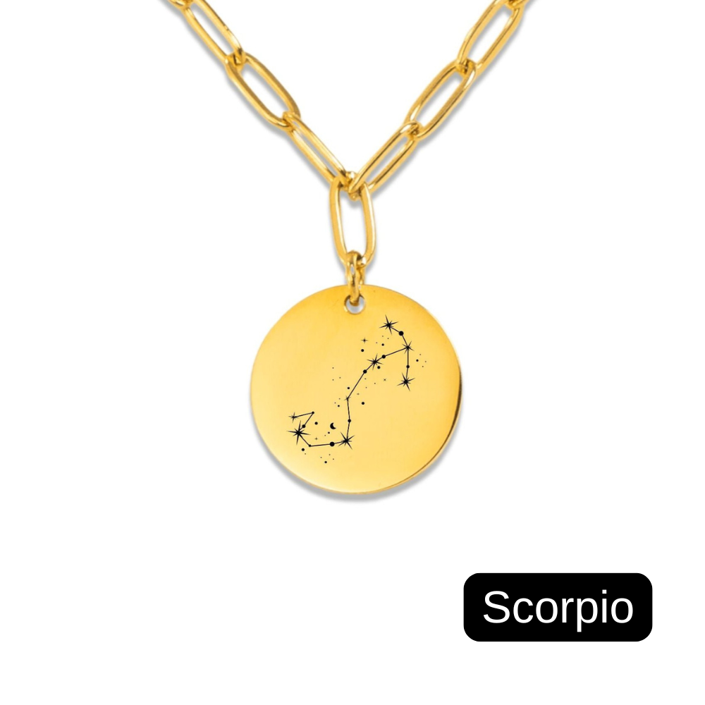 Scorpio Constellation Paperclip Coin Necklace