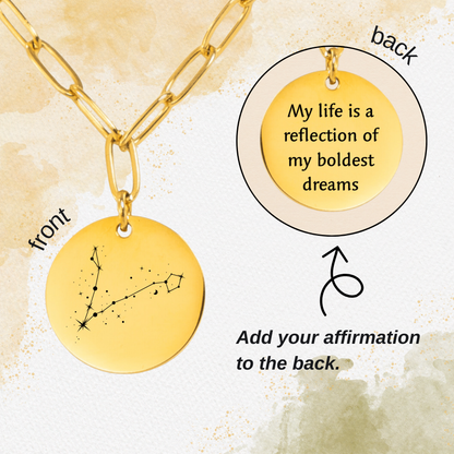 Pisces Constellation Paperclip Coin Necklace