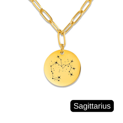 Sagittarius Constellation Paperclip Coin Necklace