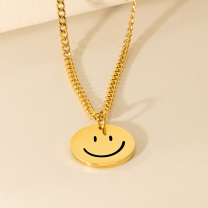 Happy Face Cuban Coin Necklace