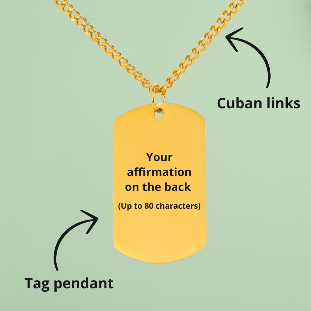 Sun Tarot Card Cuban Tag Necklace