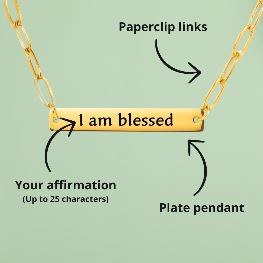 Your Affirmation on a Paperclip Plate Necklace