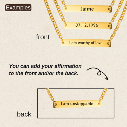 Your Affirmation on a Cuban Plate Necklace