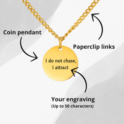 Your Affirmation on a Cuban Coin Necklace