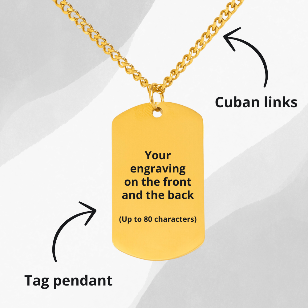 Your Affirmation on a Cuban Tag Necklace