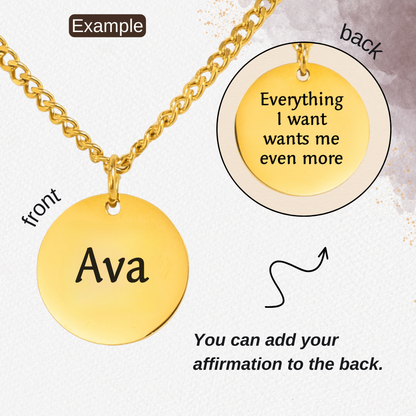 Your Affirmation on a Cuban Coin Necklace