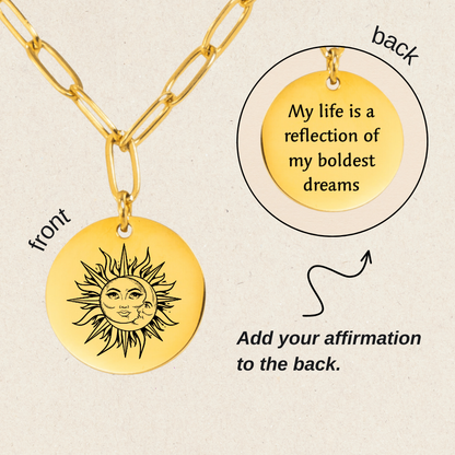 Sun and Moon Paperclip Coin Necklace