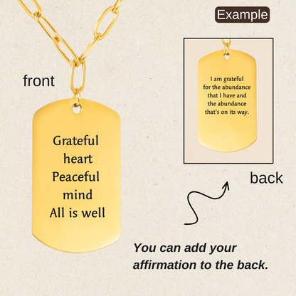 Your Affirmation on a Paperclip Tag Necklace