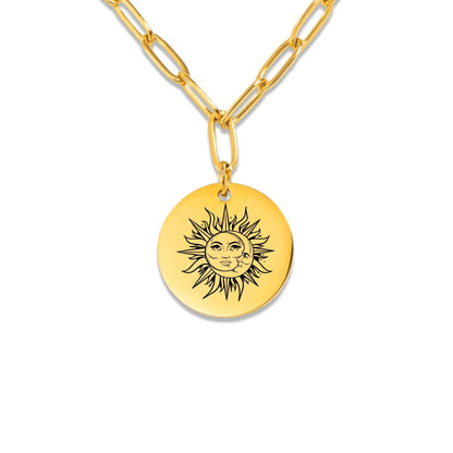 Sun and Moon Paperclip Coin Necklace