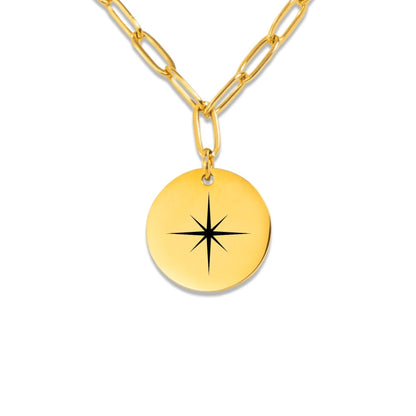 Sparkling Star Paperclip Coin Necklace