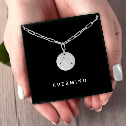 Aries Constellation Paperclip Coin Necklace