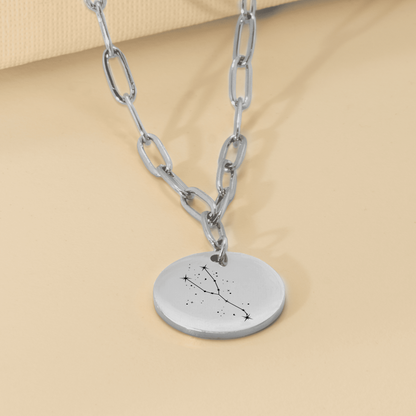 Taurus Constellation Paperclip Coin Necklace