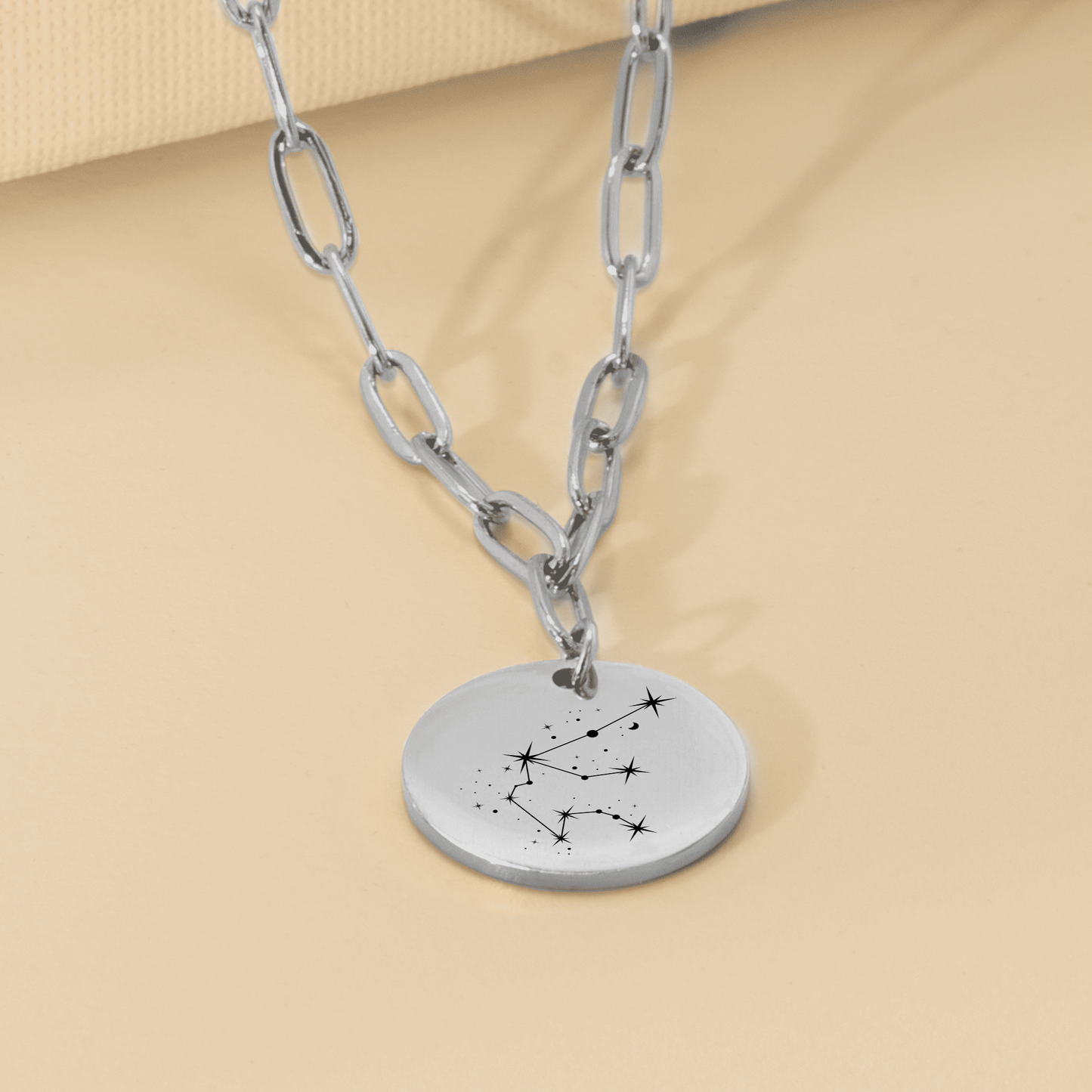 Aquarius Constellation Paperclip Coin Necklace