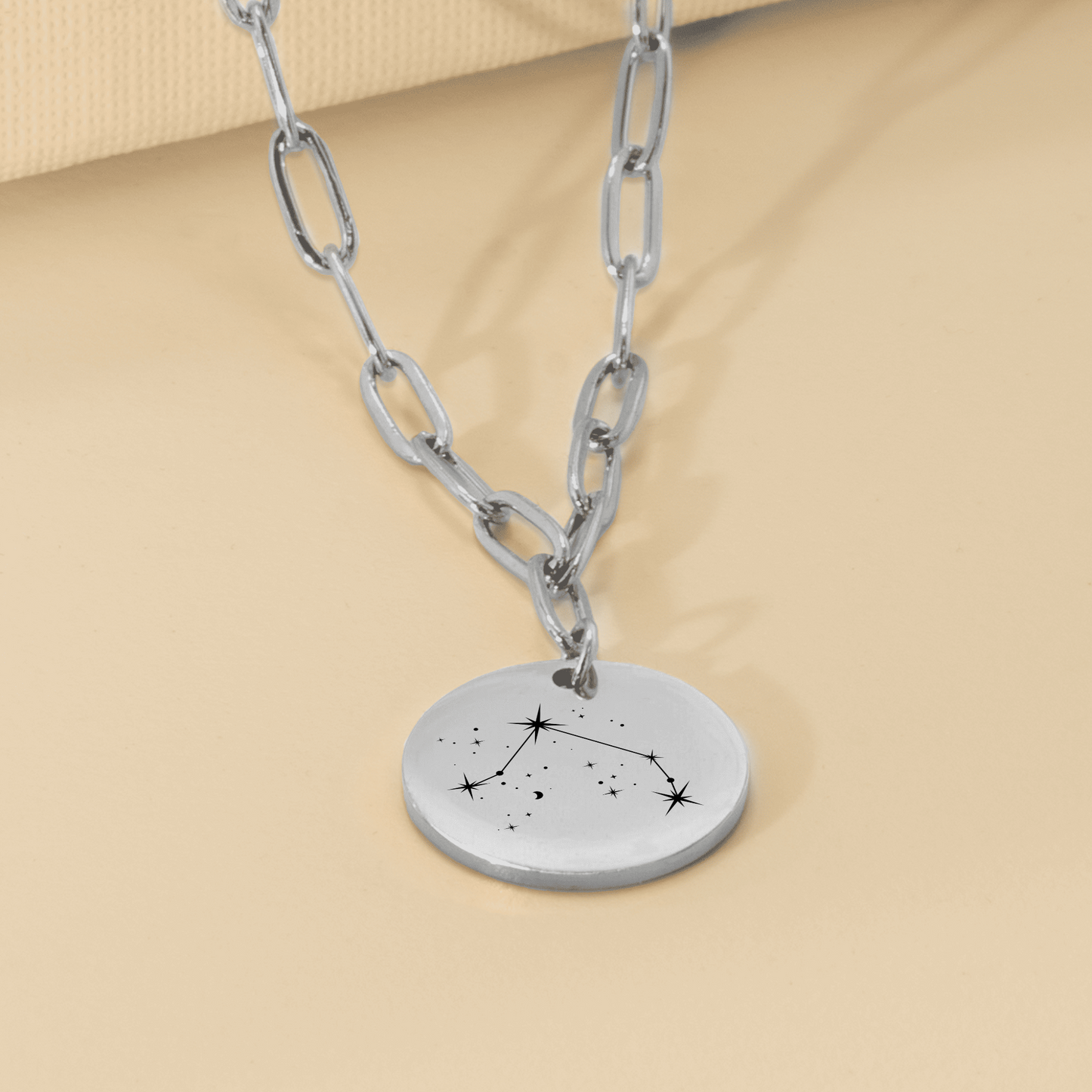 Aries Constellation Paperclip Coin Necklace