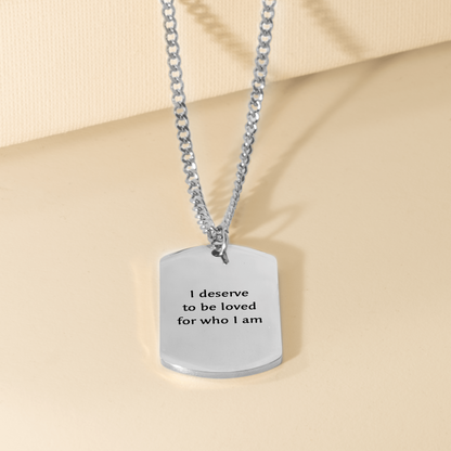 Your Affirmation on a Cuban Tag Necklace